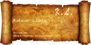 Kehrer Lívia névjegykártya